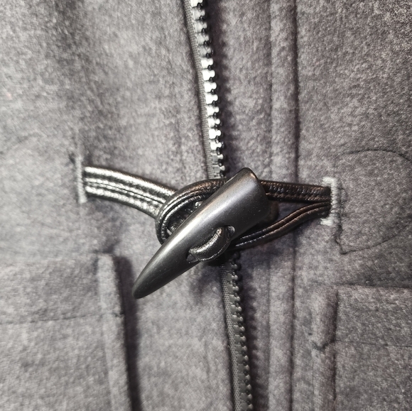 Rothschild 2t Jacket Wool Blend Pea Coat Dark Gray Zipper and Buttons Pockets - Picture 5 of 8